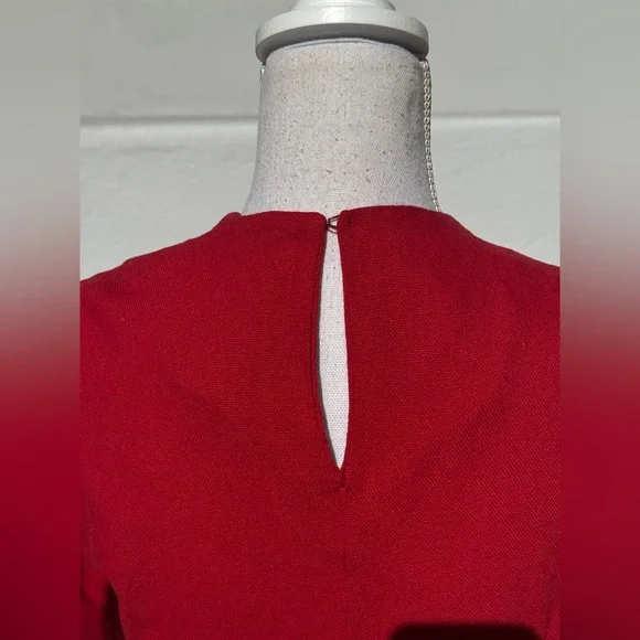 50s Vintage Red Knit Wiggle Dress with Long Sleeves - Picture 5 of 11